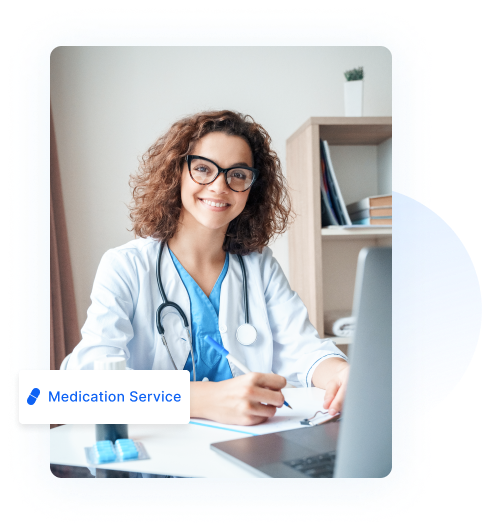 smiling doctor talking to a patient